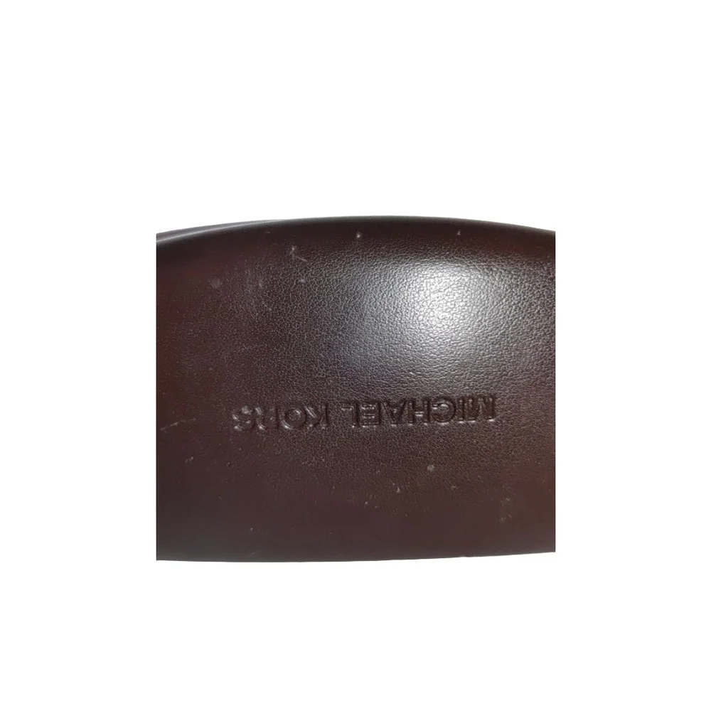 Michael Kors Brown Leather Clamshell Glasses Case